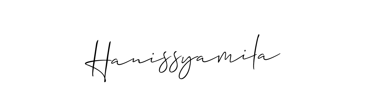 This is the best signature style for the Hanissyamila name. Also you like these signature font (Allison_Script). Mix name signature. Hanissyamila signature style 2 images and pictures png