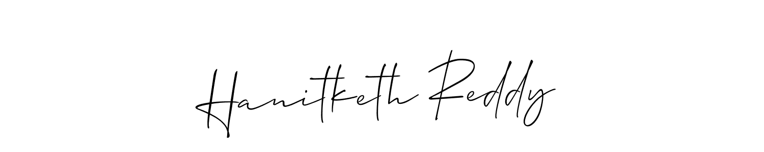 How to make Hanitketh Reddy name signature. Use Allison_Script style for creating short signs online. This is the latest handwritten sign. Hanitketh Reddy signature style 2 images and pictures png