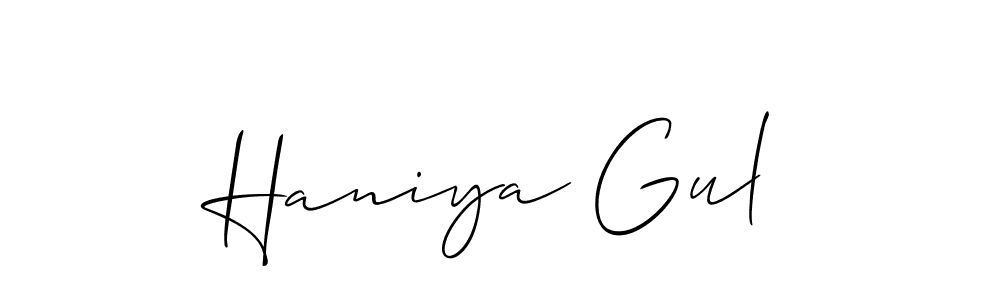 Create a beautiful signature design for name Haniya Gul. With this signature (Allison_Script) fonts, you can make a handwritten signature for free. Haniya Gul signature style 2 images and pictures png