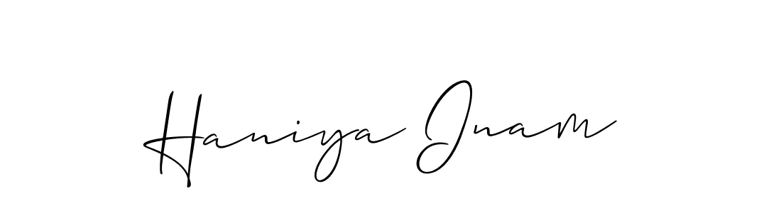 Design your own signature with our free online signature maker. With this signature software, you can create a handwritten (Allison_Script) signature for name Haniya Inam. Haniya Inam signature style 2 images and pictures png