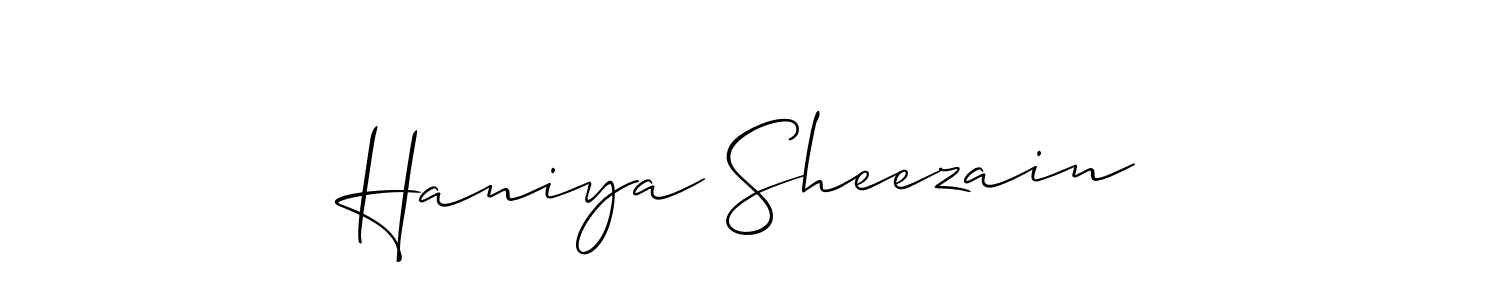 It looks lik you need a new signature style for name Haniya Sheezain. Design unique handwritten (Allison_Script) signature with our free signature maker in just a few clicks. Haniya Sheezain signature style 2 images and pictures png