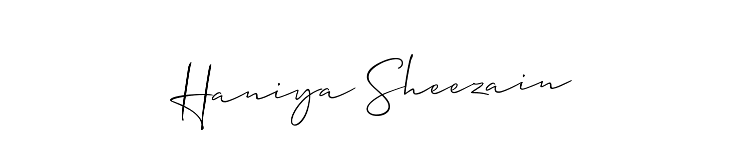 Use a signature maker to create a handwritten signature online. With this signature software, you can design (Allison_Script) your own signature for name Haniya Sheezain. Haniya Sheezain signature style 2 images and pictures png