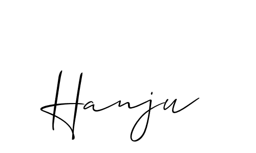 Design your own signature with our free online signature maker. With this signature software, you can create a handwritten (Allison_Script) signature for name Hanju. Hanju signature style 2 images and pictures png