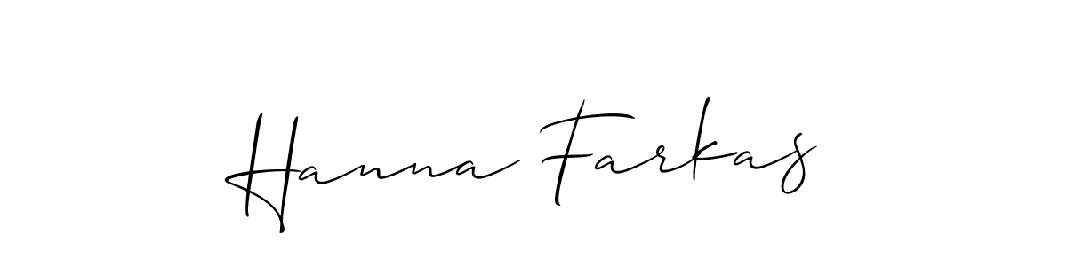 How to make Hanna Farkas name signature. Use Allison_Script style for creating short signs online. This is the latest handwritten sign. Hanna Farkas signature style 2 images and pictures png