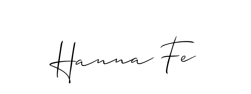 The best way (Allison_Script) to make a short signature is to pick only two or three words in your name. The name Hanna Fe include a total of six letters. For converting this name. Hanna Fe signature style 2 images and pictures png