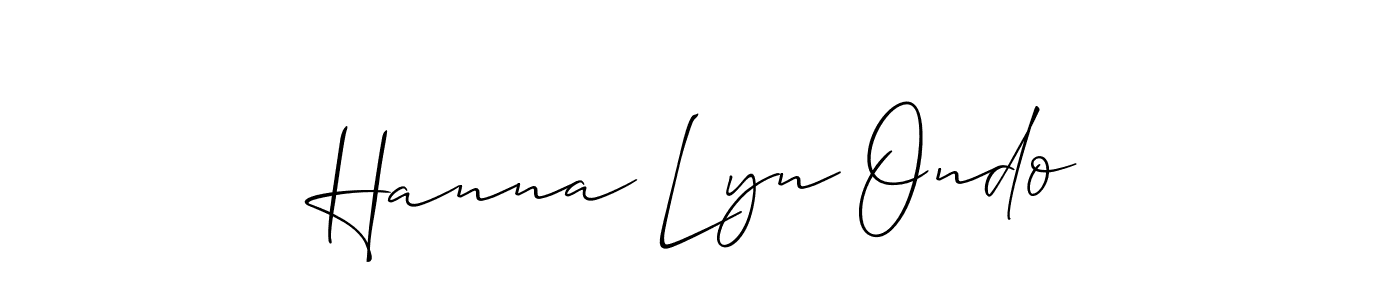 Allison_Script is a professional signature style that is perfect for those who want to add a touch of class to their signature. It is also a great choice for those who want to make their signature more unique. Get Hanna Lyn Ondo name to fancy signature for free. Hanna Lyn Ondo signature style 2 images and pictures png