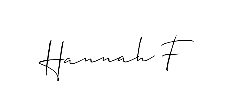 Make a beautiful signature design for name Hannah F. With this signature (Allison_Script) style, you can create a handwritten signature for free. Hannah F signature style 2 images and pictures png