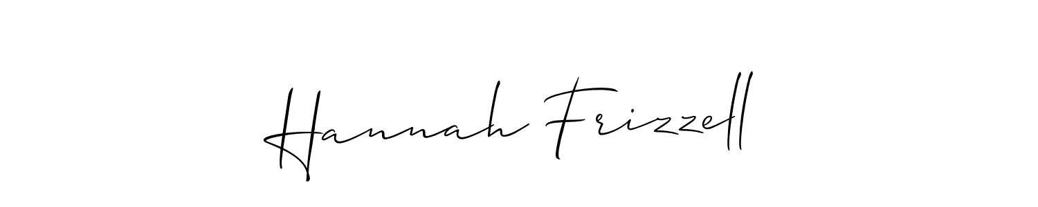 Make a short Hannah Frizzell signature style. Manage your documents anywhere anytime using Allison_Script. Create and add eSignatures, submit forms, share and send files easily. Hannah Frizzell signature style 2 images and pictures png