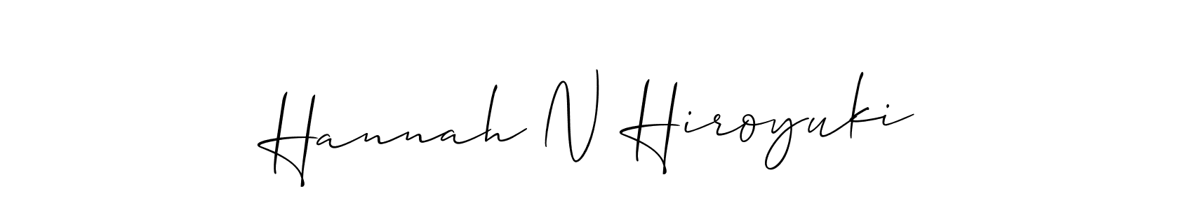 How to make Hannah N Hiroyuki name signature. Use Allison_Script style for creating short signs online. This is the latest handwritten sign. Hannah N Hiroyuki signature style 2 images and pictures png