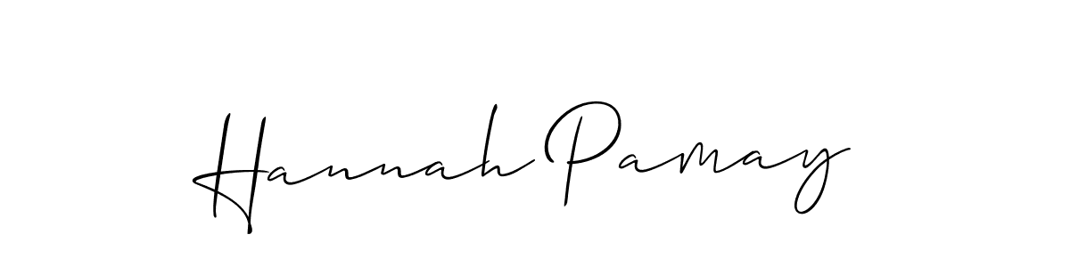 The best way (Allison_Script) to make a short signature is to pick only two or three words in your name. The name Hannah Pamay include a total of six letters. For converting this name. Hannah Pamay signature style 2 images and pictures png