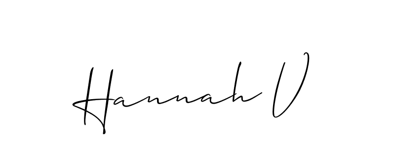 Also we have Hannah V name is the best signature style. Create professional handwritten signature collection using Allison_Script autograph style. Hannah V signature style 2 images and pictures png