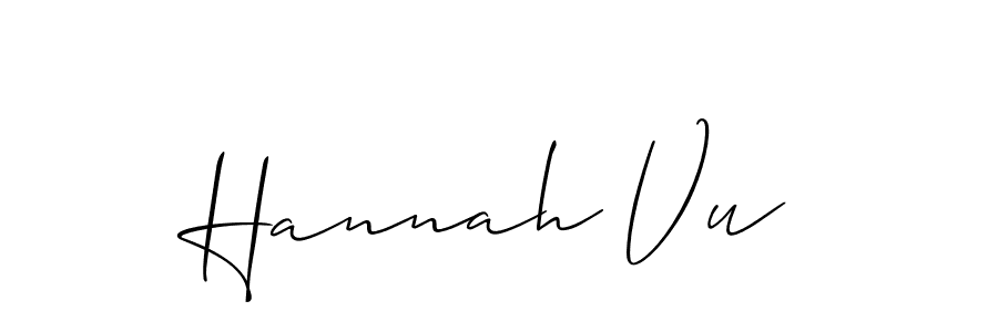 Use a signature maker to create a handwritten signature online. With this signature software, you can design (Allison_Script) your own signature for name Hannah Vu. Hannah Vu signature style 2 images and pictures png