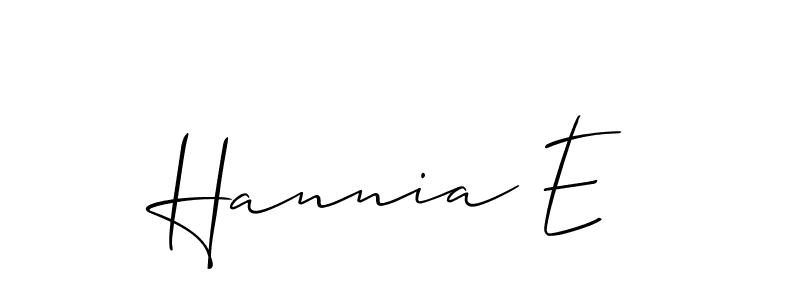 Make a beautiful signature design for name Hannia E. Use this online signature maker to create a handwritten signature for free. Hannia E signature style 2 images and pictures png