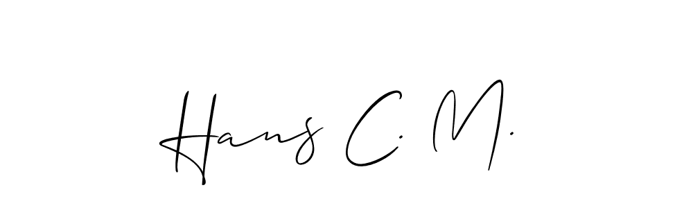 Also You can easily find your signature by using the search form. We will create Hans C. M. name handwritten signature images for you free of cost using Allison_Script sign style. Hans C. M. signature style 2 images and pictures png