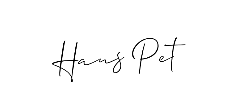 Design your own signature with our free online signature maker. With this signature software, you can create a handwritten (Allison_Script) signature for name Hans Pet. Hans Pet signature style 2 images and pictures png