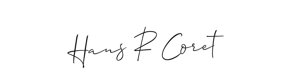 Make a short Hans R Coret signature style. Manage your documents anywhere anytime using Allison_Script. Create and add eSignatures, submit forms, share and send files easily. Hans R Coret signature style 2 images and pictures png