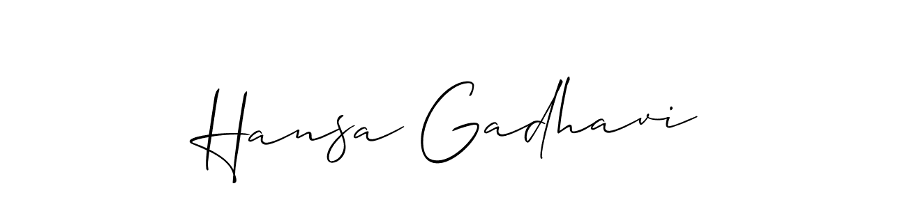 It looks lik you need a new signature style for name Hansa Gadhavi. Design unique handwritten (Allison_Script) signature with our free signature maker in just a few clicks. Hansa Gadhavi signature style 2 images and pictures png