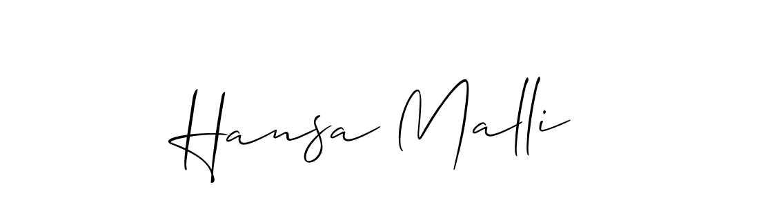 The best way (Allison_Script) to make a short signature is to pick only two or three words in your name. The name Hansa Malli include a total of six letters. For converting this name. Hansa Malli signature style 2 images and pictures png