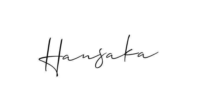 Design your own signature with our free online signature maker. With this signature software, you can create a handwritten (Allison_Script) signature for name Hansaka. Hansaka signature style 2 images and pictures png