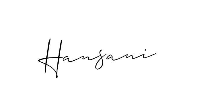 Make a beautiful signature design for name Hansani. With this signature (Allison_Script) style, you can create a handwritten signature for free. Hansani signature style 2 images and pictures png