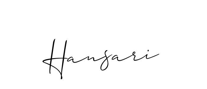 Use a signature maker to create a handwritten signature online. With this signature software, you can design (Allison_Script) your own signature for name Hansari. Hansari signature style 2 images and pictures png