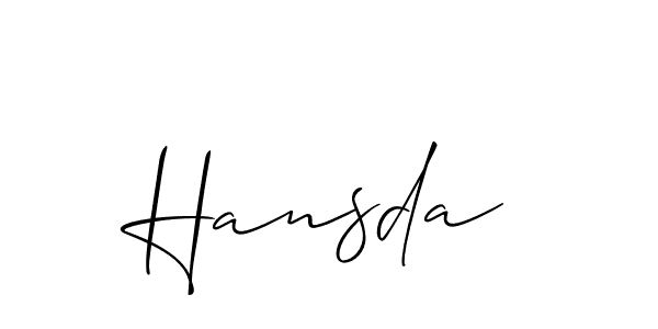 Similarly Allison_Script is the best handwritten signature design. Signature creator online .You can use it as an online autograph creator for name Hansda. Hansda signature style 2 images and pictures png