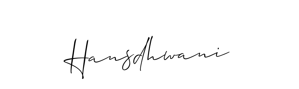 Similarly Allison_Script is the best handwritten signature design. Signature creator online .You can use it as an online autograph creator for name Hansdhwani. Hansdhwani signature style 2 images and pictures png