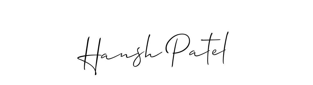 Make a beautiful signature design for name Hansh Patel. With this signature (Allison_Script) style, you can create a handwritten signature for free. Hansh Patel signature style 2 images and pictures png