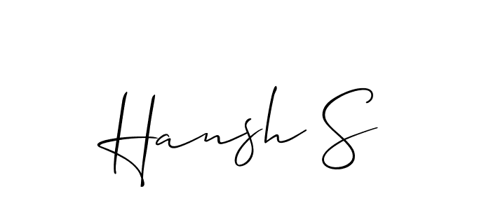 Similarly Allison_Script is the best handwritten signature design. Signature creator online .You can use it as an online autograph creator for name Hansh S. Hansh S signature style 2 images and pictures png