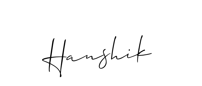 Make a beautiful signature design for name Hanshik. With this signature (Allison_Script) style, you can create a handwritten signature for free. Hanshik signature style 2 images and pictures png