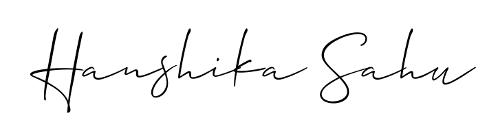 The Allison_Script typeface gives name Hanshika Sahu a refined look. Suitable for certificates, diplomas, and official verification. Hanshika Sahu signature style 2 images and pictures png
