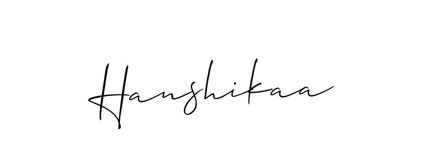 Design your own signature with our free online signature maker. With this signature software, you can create a handwritten (Allison_Script) signature for name Hanshikaa. Hanshikaa signature style 2 images and pictures png