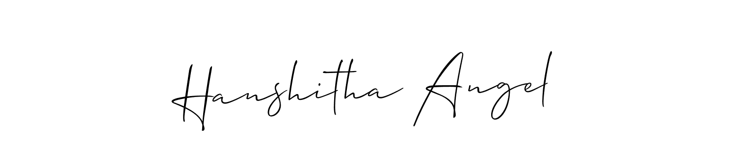 Make a beautiful signature design for name Hanshitha Angel. With this signature (Allison_Script) style, you can create a handwritten signature for free. Hanshitha Angel signature style 2 images and pictures png