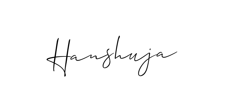 Make a beautiful signature design for name Hanshuja. With this signature (Allison_Script) style, you can create a handwritten signature for free. Hanshuja signature style 2 images and pictures png