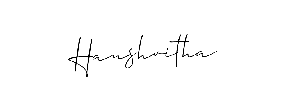 Allison_Script is a professional signature style that is perfect for those who want to add a touch of class to their signature. It is also a great choice for those who want to make their signature more unique. Get Hanshvitha name to fancy signature for free. Hanshvitha signature style 2 images and pictures png