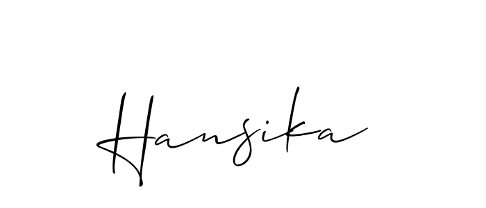 Create a beautiful signature design for name Hansika. With this signature (Allison_Script) fonts, you can make a handwritten signature for free. Hansika signature style 2 images and pictures png