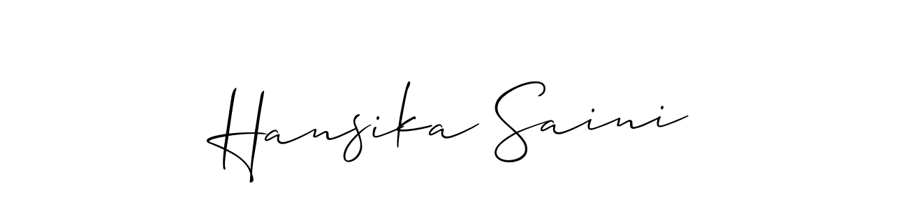 Create a beautiful signature design for name Hansika Saini. With this signature (Allison_Script) fonts, you can make a handwritten signature for free. Hansika Saini signature style 2 images and pictures png
