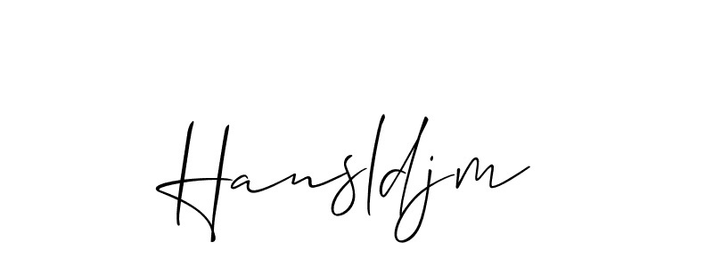 Create a beautiful signature design for name Hansldjm. With this signature (Allison_Script) fonts, you can make a handwritten signature for free. Hansldjm signature style 2 images and pictures png