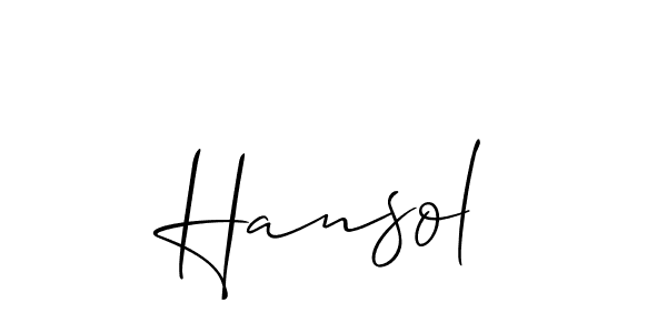 Design your own signature with our free online signature maker. With this signature software, you can create a handwritten (Allison_Script) signature for name Hansol. Hansol signature style 2 images and pictures png