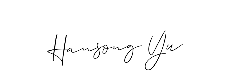 You should practise on your own different ways (Allison_Script) to write your name (Hansong Yu) in signature. don't let someone else do it for you. Hansong Yu signature style 2 images and pictures png