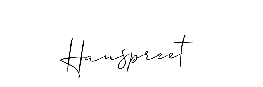 How to make Hanspreet name signature. Use Allison_Script style for creating short signs online. This is the latest handwritten sign. Hanspreet signature style 2 images and pictures png