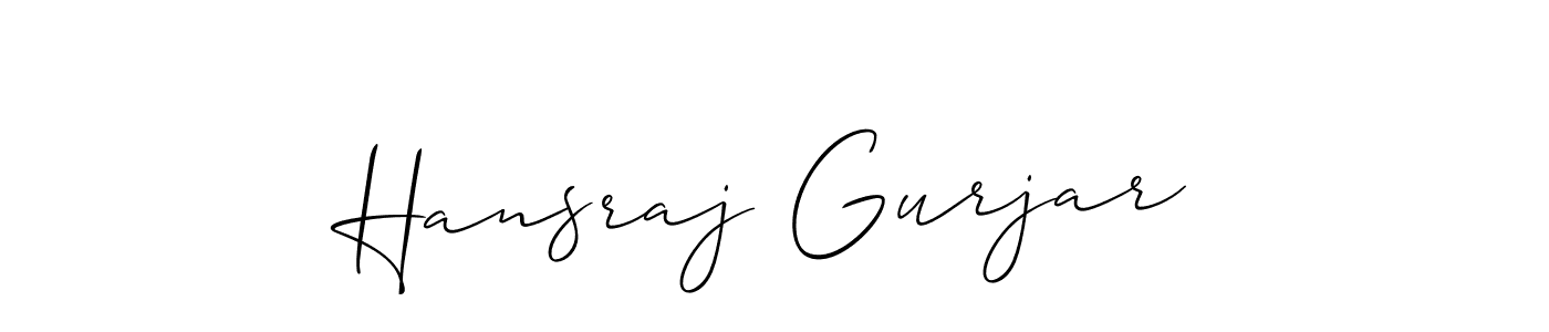 Make a beautiful signature design for name Hansraj Gurjar. With this signature (Allison_Script) style, you can create a handwritten signature for free. Hansraj Gurjar signature style 2 images and pictures png