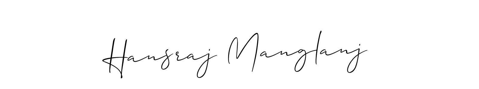 Make a beautiful signature design for name Hansraj Manglanj. With this signature (Allison_Script) style, you can create a handwritten signature for free. Hansraj Manglanj signature style 2 images and pictures png