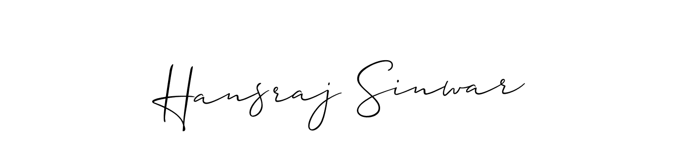 The best way (Allison_Script) to make a short signature is to pick only two or three words in your name. The name Hansraj Sinwar include a total of six letters. For converting this name. Hansraj Sinwar signature style 2 images and pictures png