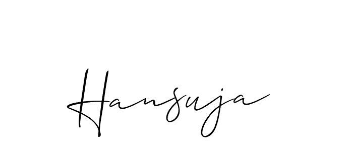 Design your own signature with our free online signature maker. With this signature software, you can create a handwritten (Allison_Script) signature for name Hansuja. Hansuja signature style 2 images and pictures png