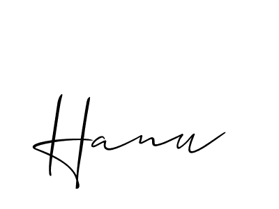 Use a signature maker to create a handwritten signature online. With this signature software, you can design (Allison_Script) your own signature for name Hanu. Hanu signature style 2 images and pictures png