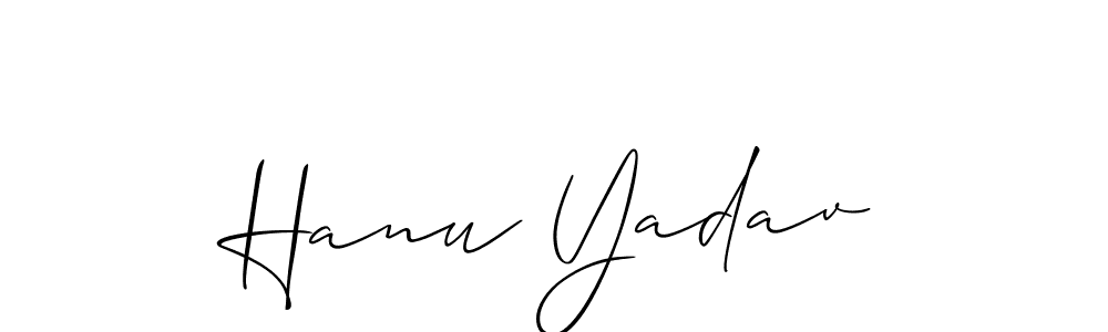 Hanu Yadav stylish signature style. Best Handwritten Sign (Allison_Script) for my name. Handwritten Signature Collection Ideas for my name Hanu Yadav. Hanu Yadav signature style 2 images and pictures png