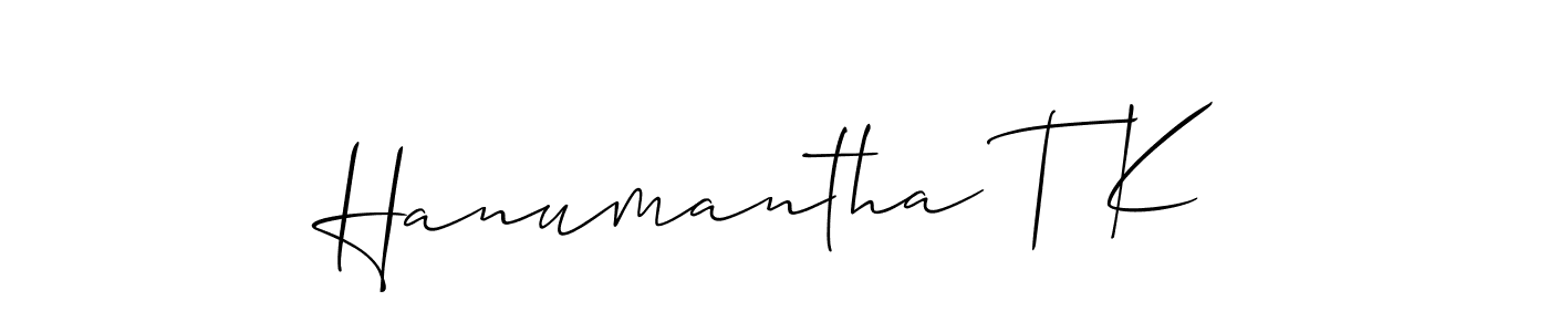 Make a beautiful signature design for name Hanumantha T K. With this signature (Allison_Script) style, you can create a handwritten signature for free. Hanumantha T K signature style 2 images and pictures png