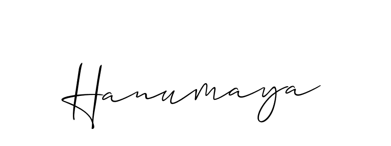 Use a signature maker to create a handwritten signature online. With this signature software, you can design (Allison_Script) your own signature for name Hanumaya. Hanumaya signature style 2 images and pictures png