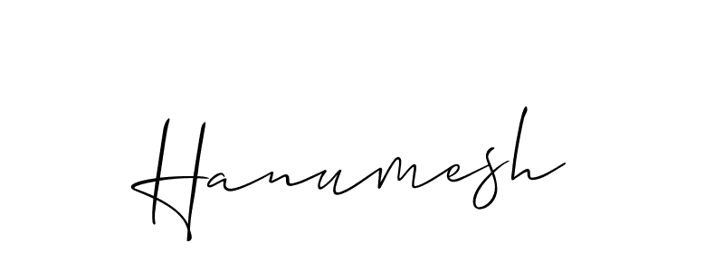 Use a signature maker to create a handwritten signature online. With this signature software, you can design (Allison_Script) your own signature for name Hanumesh. Hanumesh signature style 2 images and pictures png